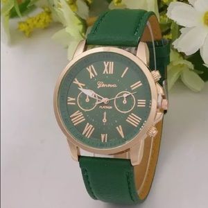 Geneva quartz watch- dark green